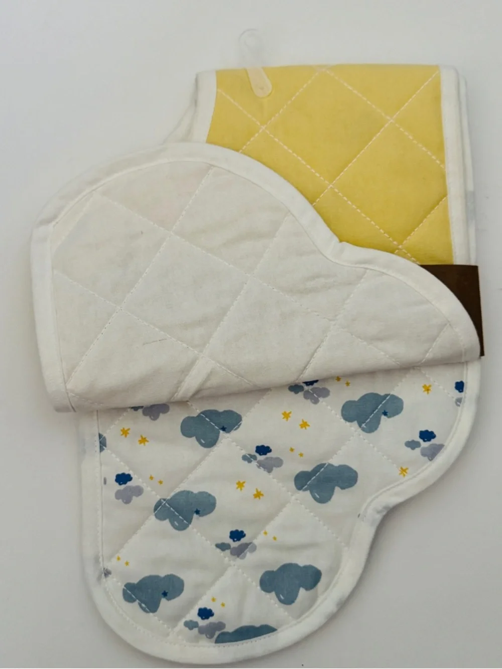 Demdaco Reversible Baby Burp Cloths - Set of 2 Yellow and White